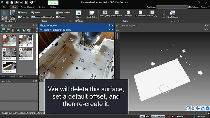 Setting up a default surface offset to account for target thickness