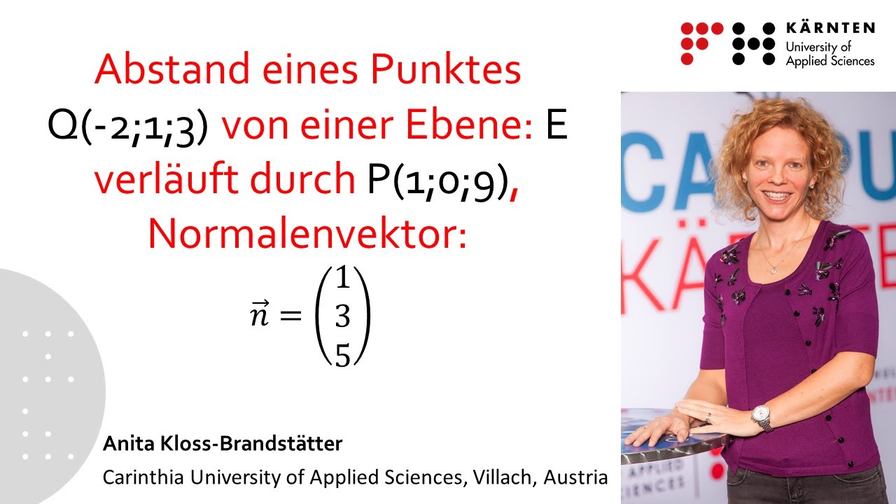 Abstand einer Punktes von einer Ebene, die durch einen Punkt und ihren Normalenvektor gegeben Abstand einer Punktes von einer Ebene, die durch einen Punkt und ihren Normalenvektor gegeben