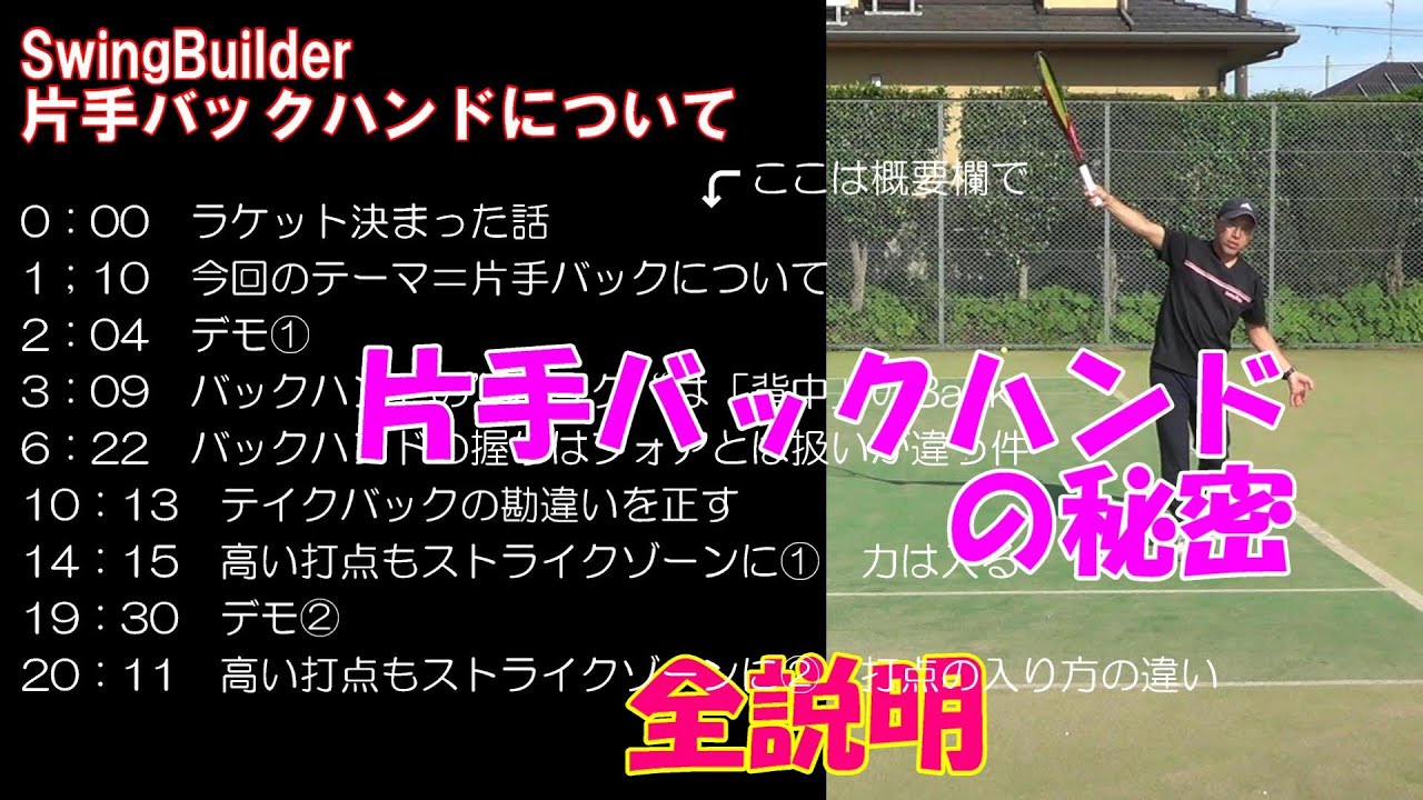 【テニス　片手うちバックハンドについて】片手バックハンドの秘密を全公開！長年ためにためておいたものを一気に語りました！