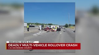 I-24 West closed near Rutherford County line after deadly rollover crash