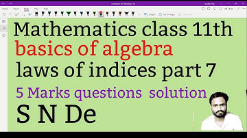 Laws of indices part 7|SN De mathematics class 11th| NIMCET