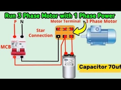 how to run three phase motor on single phase with using capacitor ...
