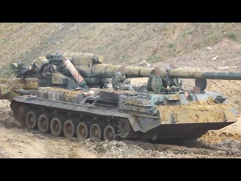 Работа САУ 2С7М «Малка» на Украине