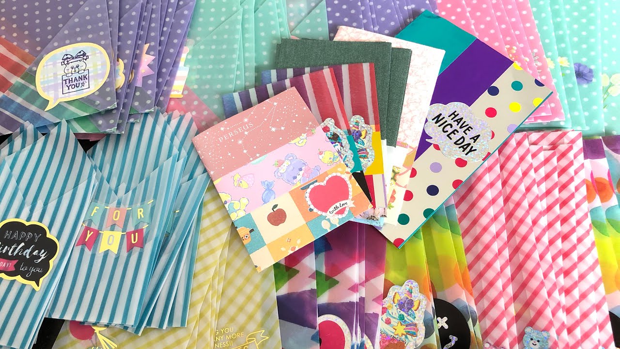 紙もの セリアの透けるデザインペーパーで5種類の封筒 ラッピング袋作り 折り紙大量消費 661 Youtube