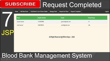 7. Blood Bank Management System in jsp - Request Completed Page (Eclipse IDE,Tomcat Sever, MySQL)