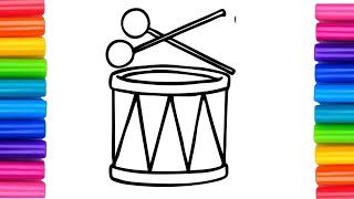 Very Easy Drum Coloring Page For Kids & Toddlers