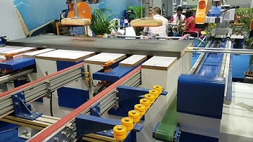 [ Woodmaster ] Automatic 4 side wooden door cutting machine ( máy cắt 4 cạnh cánh cửa tự động )