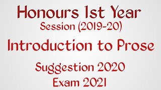 Introduction to Prose Suggestion 2021| Honours 1st Year Suggestion | English Honours | NU |