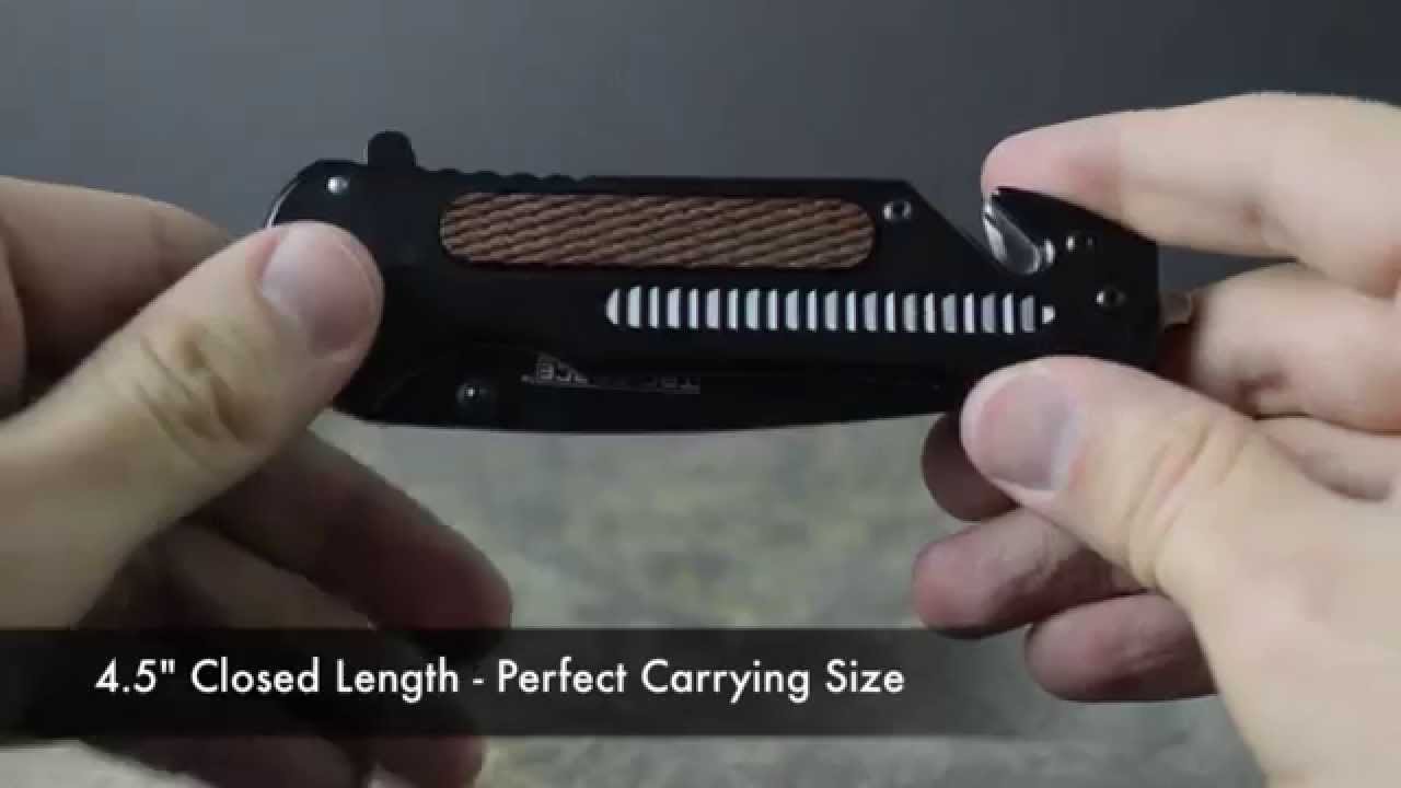 TAC FORCE Black + Wood Speedster Spring Assist Knife Review Unboxing TF-667BK