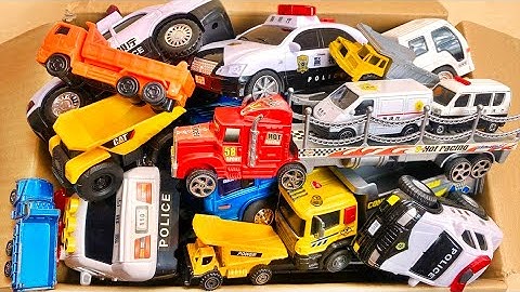 Check out the police car and dump truck minicars from the toy box! Emergency run on a slope