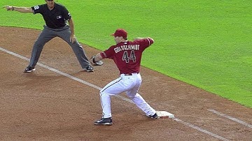 MIA@ARI: Goldy backhands grounder, starts double play