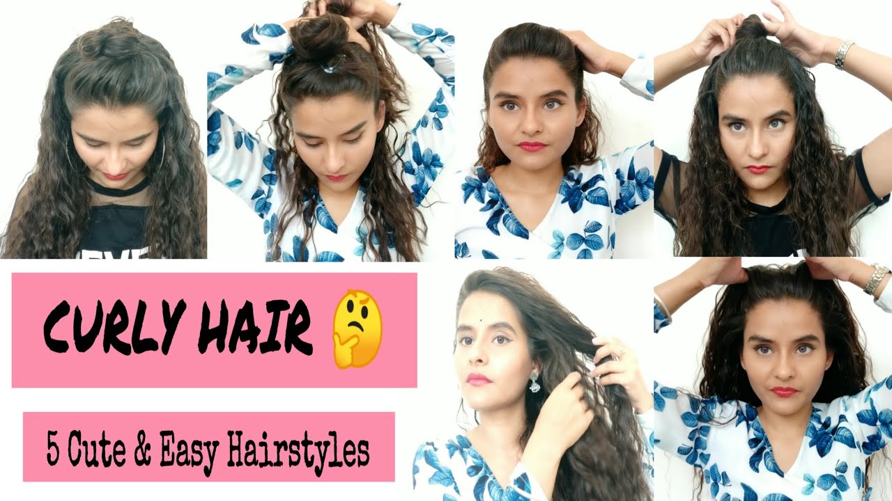 5 Easy Hairstyles For Curly Hair/Easy Way to Style Curly Hair/Curly ...