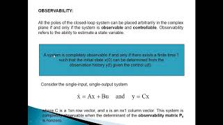 Unit VI - Controllability and observability