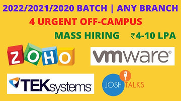 4 Urgent Off-Campus for 2022/2021/2020 Batch | Mass Hiring | ₹4-10 lpa