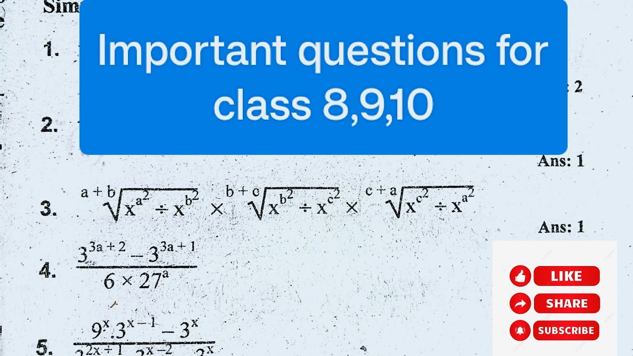 Simplify Class 8 Simplify class 8, 9 10 Important Questions |BLE, SEE| - YouTube