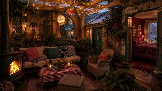 Soft Snowfall and Fireplace Nostalgia in an Old Cabin | Gentle Fireplace Ambience for Deep Rest