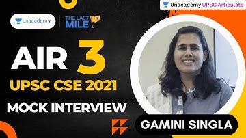 GAMINI SINGLA | AIR 3 | UPSC CSE IAS 2021 | Topper Mock Interview | UPSC Topper Rank 3