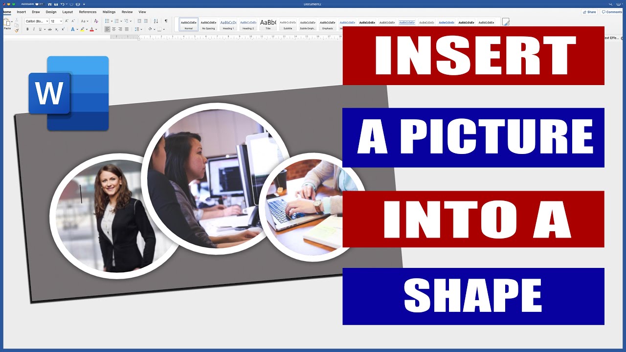 How To Insert A Picture Into A Shape Microsoft Word Tutorials Youtube