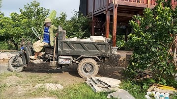 Lái Xe công nông chở cát và xi măng cực chất | Farmers driving sand | hieu excavator