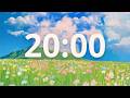 ​⛰️20 Minute Timer: Moving Clouds Over Lush Mountain Meadow (No Sound)​☁️