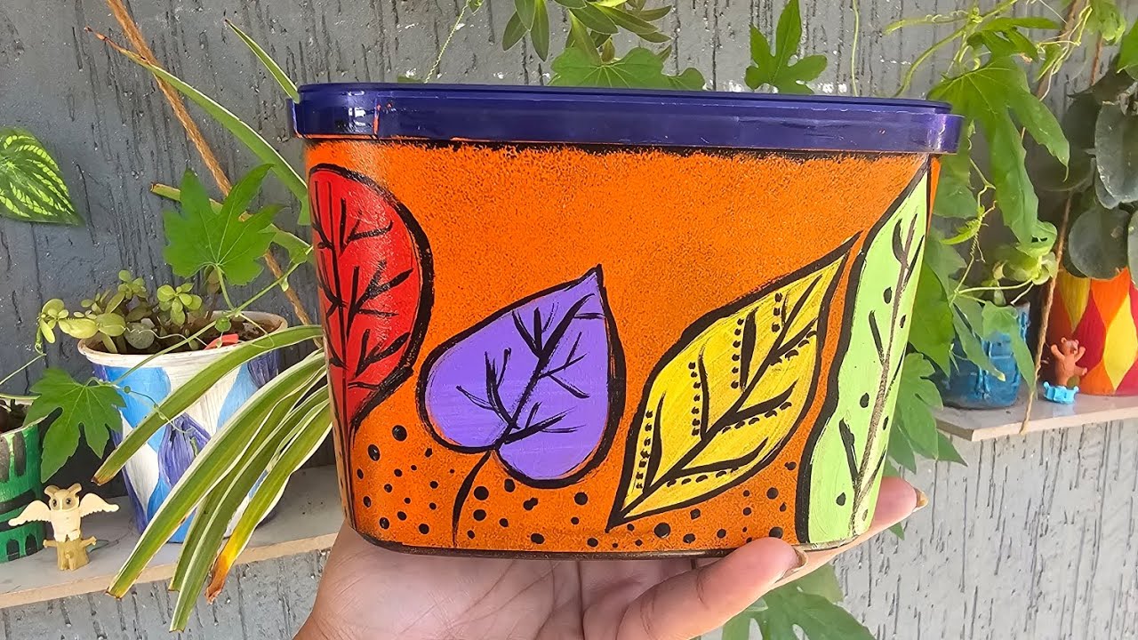 Bestoutofwaste || Plastic planter || pot painting 