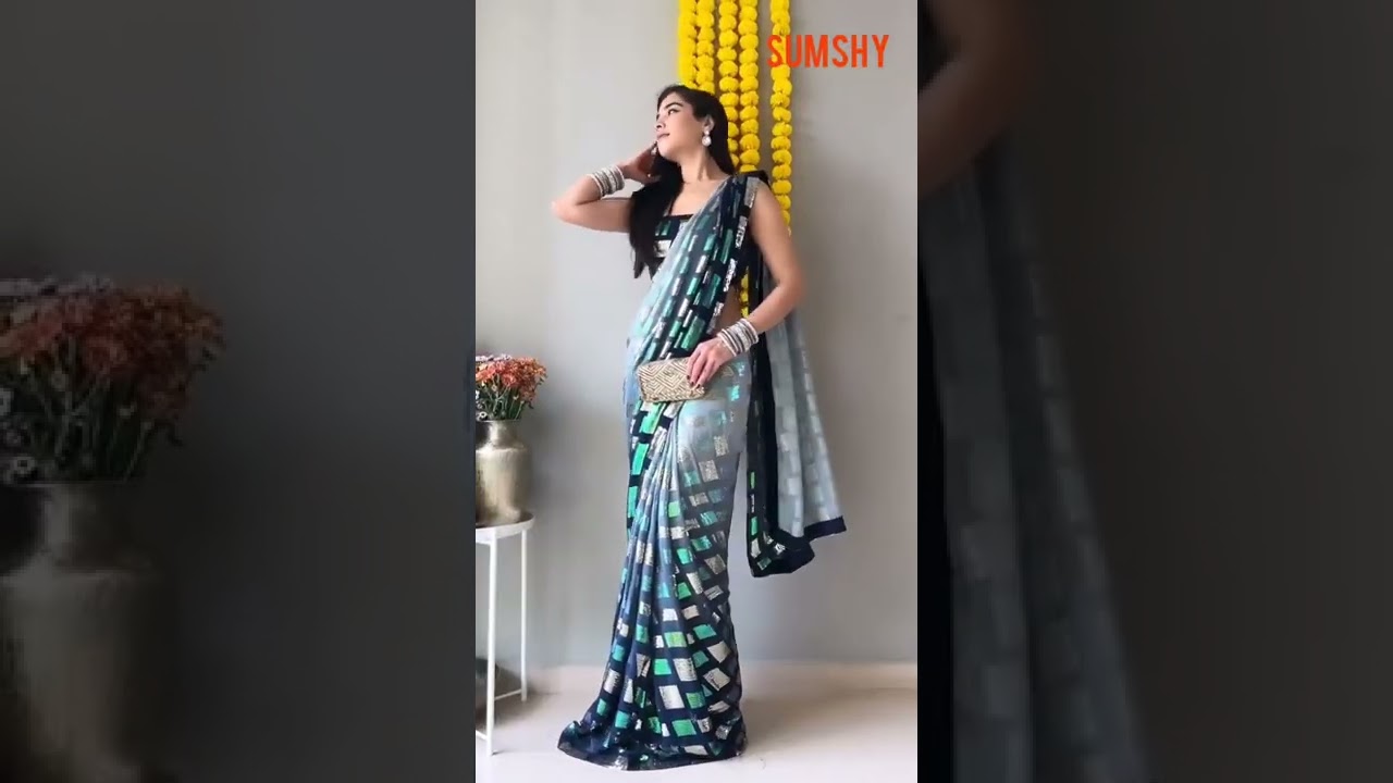 Ladies designer Sequence Georgette saree || 