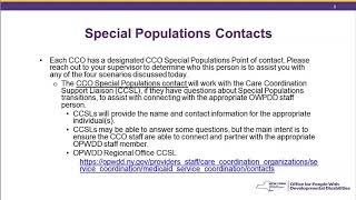Special Populations Transitioning to OPWDD Services