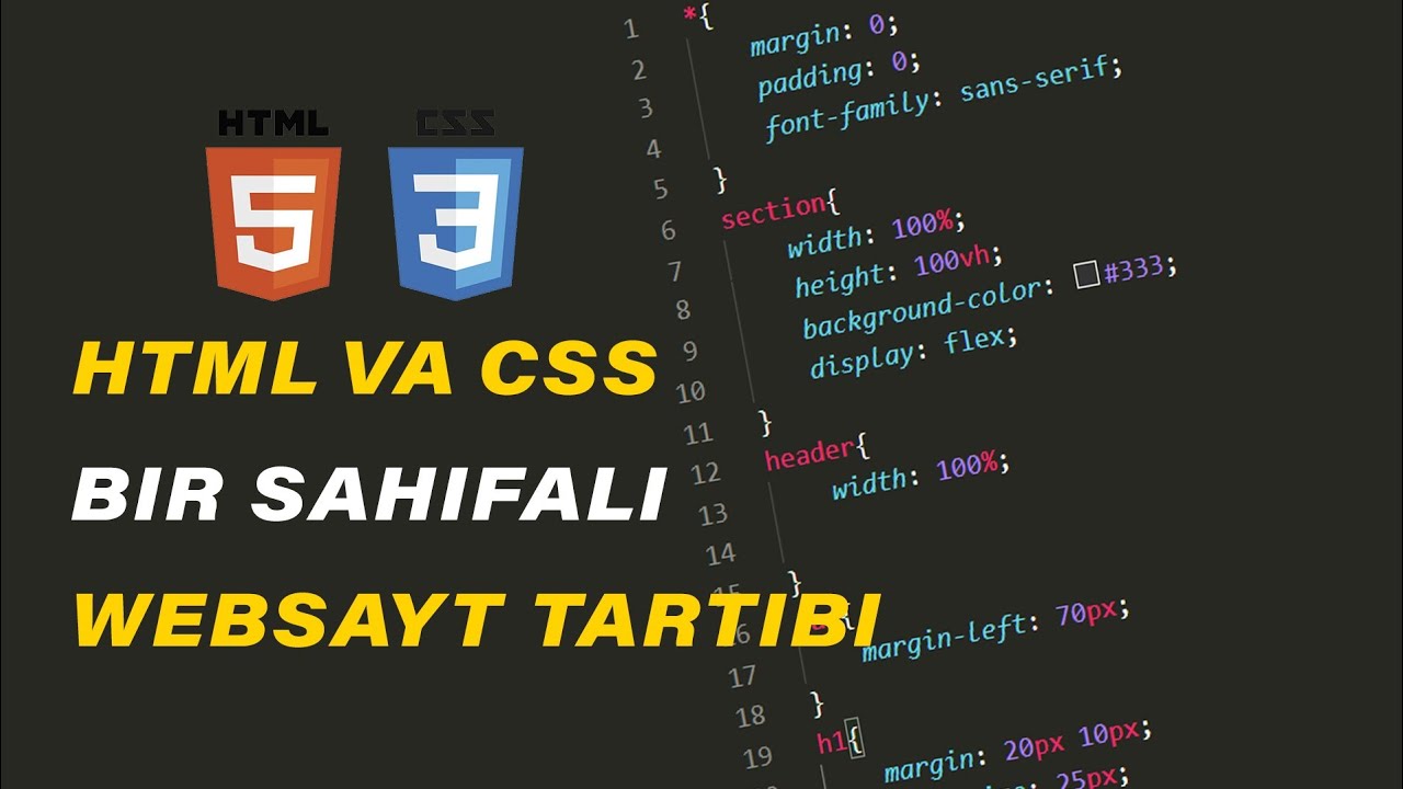 HTML VA CSS DA BIR SAHIFALI WEB-SAYT TARTIBI! #html #css #websayt # ...