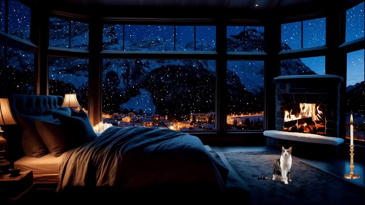 10 Hours of Cozy Winter Wonderland Atmosphere with Crackling Fireplace | Sleepstorm Symphony