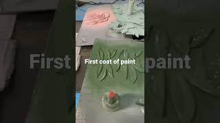 DIY Butterfly Floral Nursery Name Sign - First Coat of Paint Drying