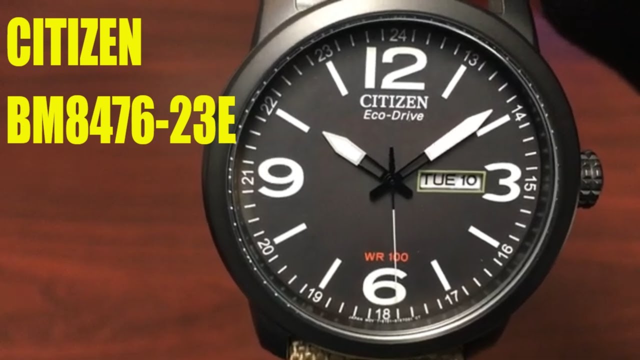 Citizen Eco-Drive Military Style Solar Powered Watch BM8476-23E - YouTube