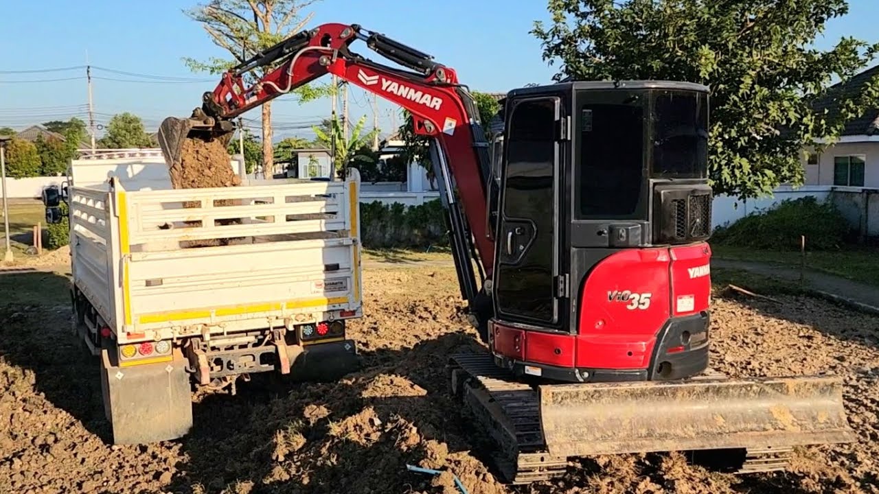 แรงเหลือๆเฟือๆ 🔰🔰🔰 รถขุด YANMAR VIO35-6B PREMIUM RED บุ้งกี๋โตๆตักดินใส่หกล้อสบายๆ 👍👍👍
