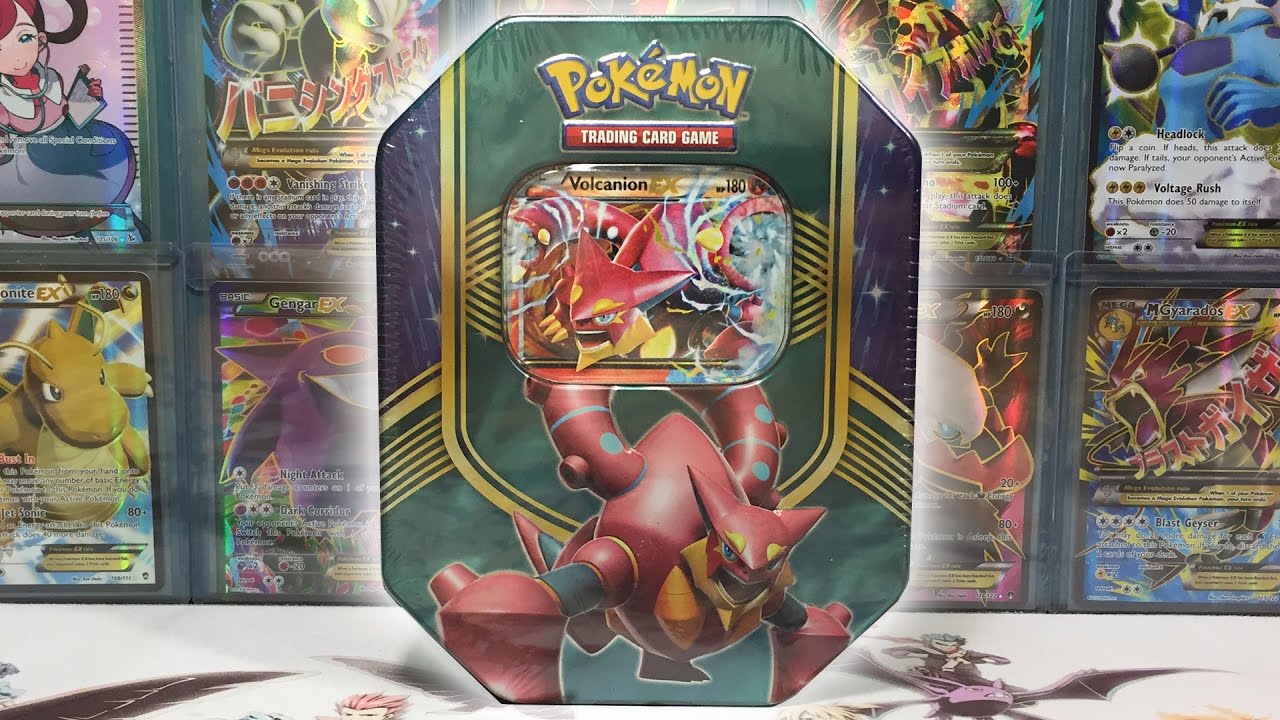 EPIC POKEMON VOLCANION EX BATTLE HEART TRIO TIN OPENING!