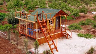 Building a Wooden House / Building a Balcony / Off Grid Log Cabin / Part 2
