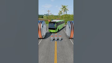 Lange kleurrijke stadsbussen en schoolbussen versus hydraulische verplettering - BeamNG.drive #sh...