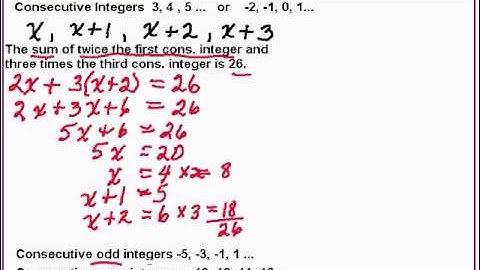 Consecutive Integers and writing Algebra Equations