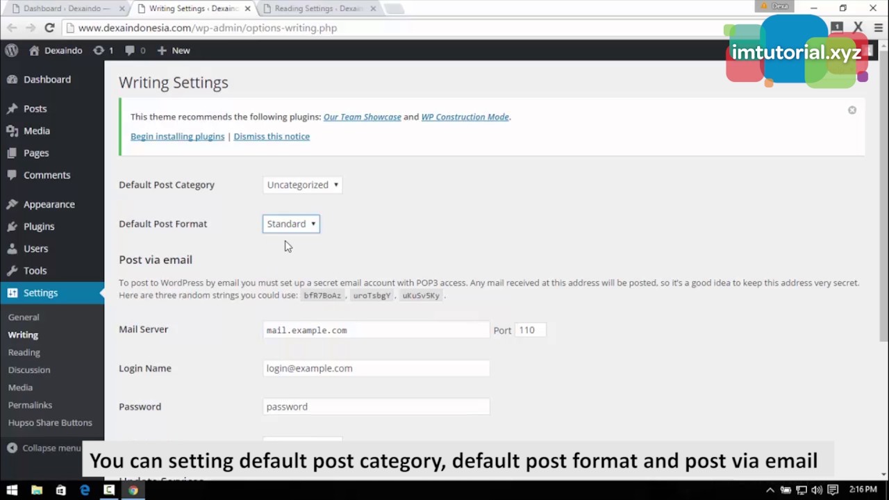 How to Setting Writing and Reading in Wordpress - YouTube