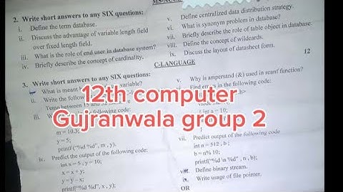 12th class computer Gujranwala board group 2 paper 2024 | 2nd year computer 2nd time paper