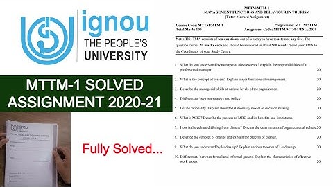 MTTM-1 SOLVED ASSIGNEMENT 2020-21 II MTTM/MTM ASSIGNMENT IGNOU 2020-21