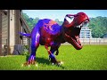 Spiderman T Rex vs Spinosaurus, Indominus Rex and Giga - Jurassic World Evolution