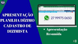 Apresentação Planilha Dízimo Cadastro Dizimista