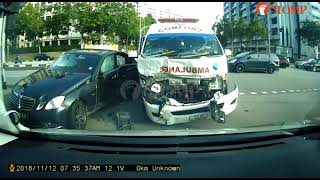 Ambulance crashes into Mercedes at Woodlands junction, 2 drivers taken to hospital