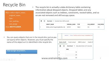 RecycleBin , FlashBackDrop - Oracle Database