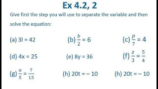 Ex 4.2, 2 - Give the first step and solve (a) 3l = 42 (b) b/2 = 6