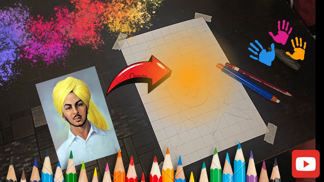 Shaheed Is Drawing Shaheed Bhagat Singh Ji Drawing How To Draw Bhagat Singh PART-1 - YouTube