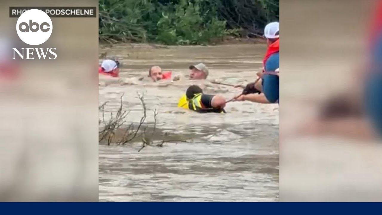 Texas volunteer firefighters make daring rescue during deadly flooding