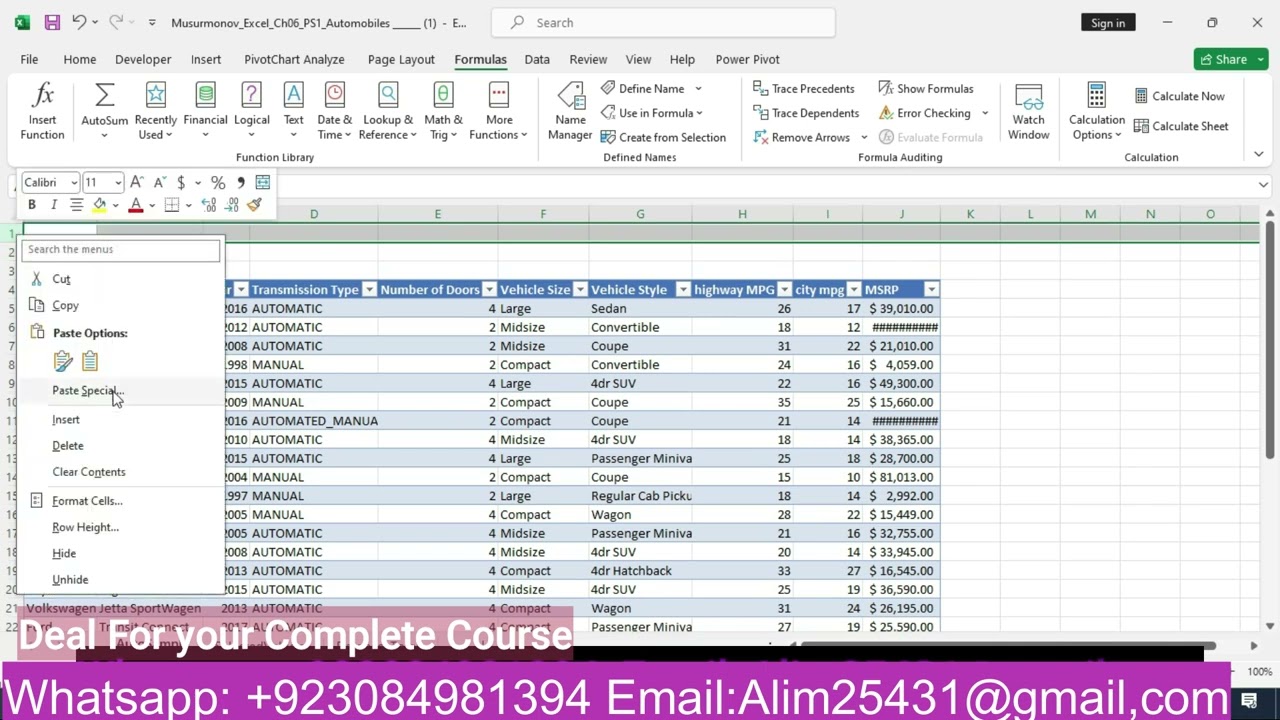 YO19_Excel_Ch06_PS1_Automobiles | YO19_Excel_Ch06_PS1_Automobiles |YO19 Excel Ch06 PS1 Automobiles