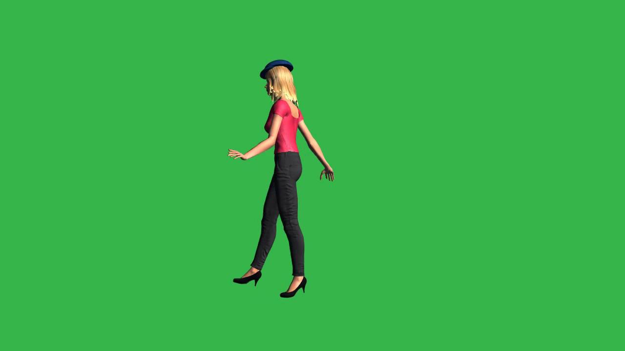 green screen woman running 6 different views free green screen Chroma key Effect free use