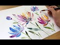 Painting Blue, Violet Flowers / Painting Watercolor for Beginners