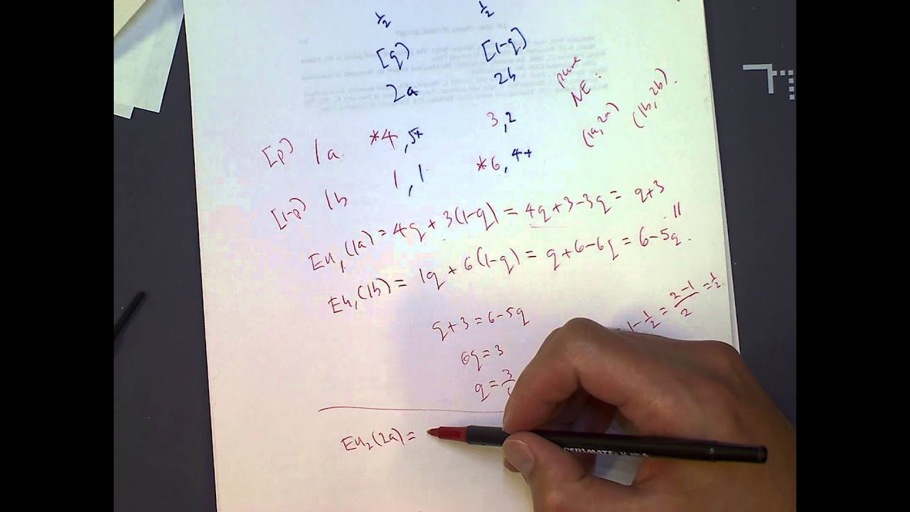 Mixed strategy Nash equilibrium explanation YouTube